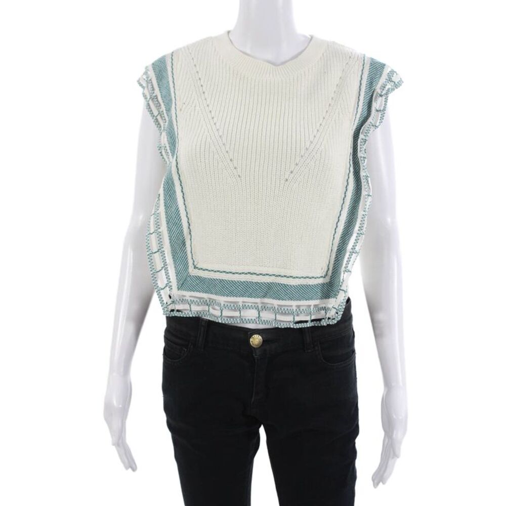 Akiranaka Unisex White Pullover Vest Sleeveless Crew Neck Size 2